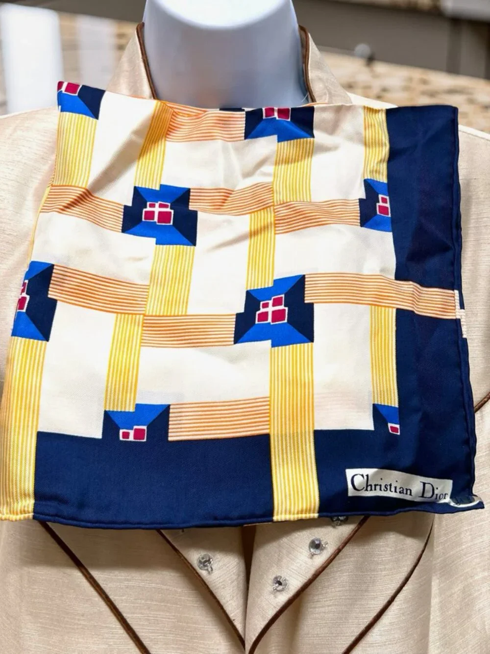 New-Christian Dior silk Satin Neck-Kerchief 20